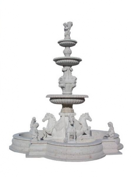 Hồ phun nước tứ mã bằng đá DSF-DP54
