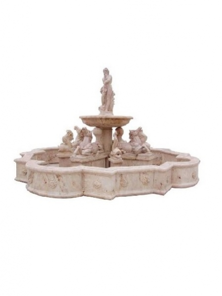 Hồ phun nước Thần biển cả và ngựa bằng đá  DSF-DP56
