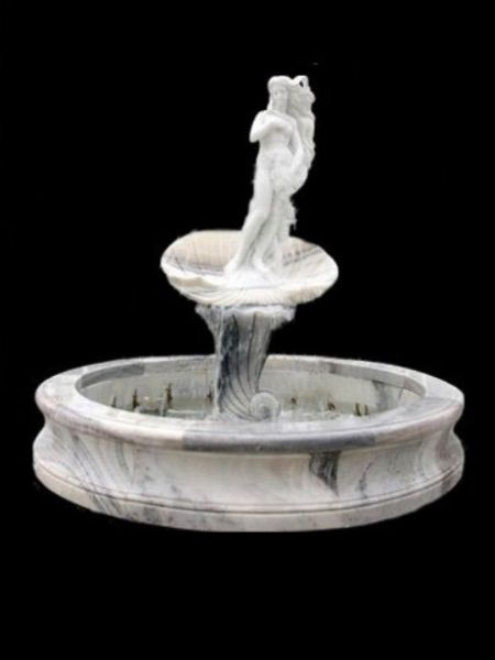 Hồ phun nước sân vườn với cô gái đứng trên vỏ sò DSF-DP55