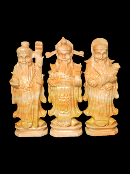 Tượng Phúc Lộc Thọ đá vàng