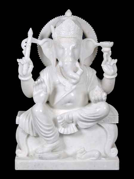Tượng thần Ganesha Ấn Độ đá trắng DSF-CP68