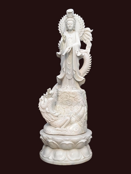 Tượng Phật Quan Âm Trụ Long bằng đá DSF-P116