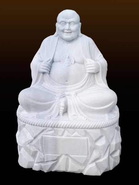 Tượng La Hán Khai Tâm đá trắng DSF-P133