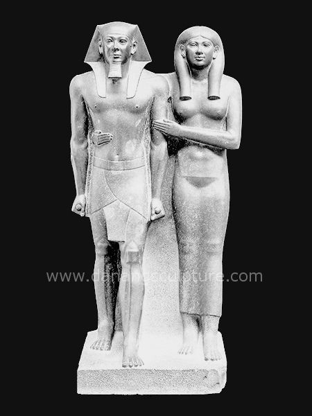 Tượng cổ điển Ai Cập Pharaoh Menkuare và nữ hoàng DSF-CD68