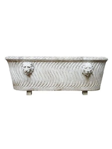 Bồn tắm đá hình oval khắc đầu sư tử DSF-BT49