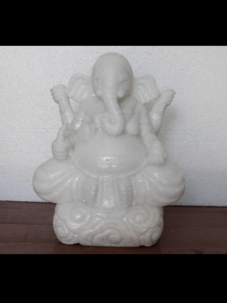 Tượng thần Ganesha Ấn Độ ngồi đá cẩm thạch trắng DSF-CP76