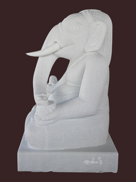Tượng thần Ganesha Chàm đá trắng